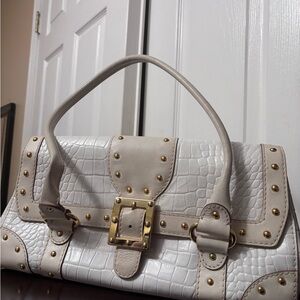 Micheal Korse white Croc-Embossed Handbag